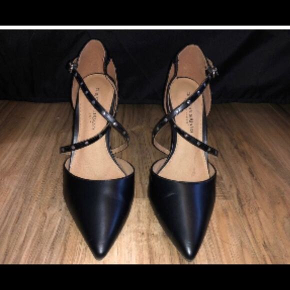 Christian Siriano Payless black Studded Heels Strappy stilettos SZ 8 pointed - Picture 1 of 14